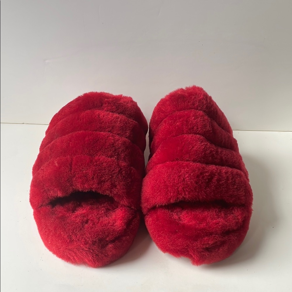 UGG Vibrant Red Furry Slippers